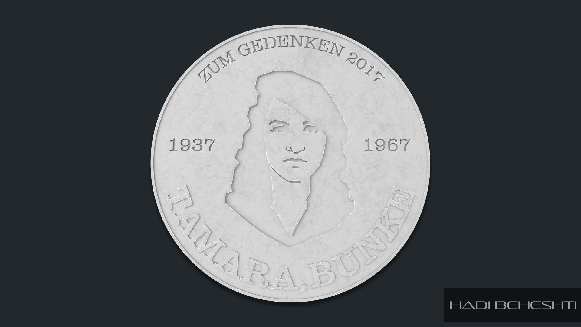 Tamara Bunke memorial medal model from different angles
