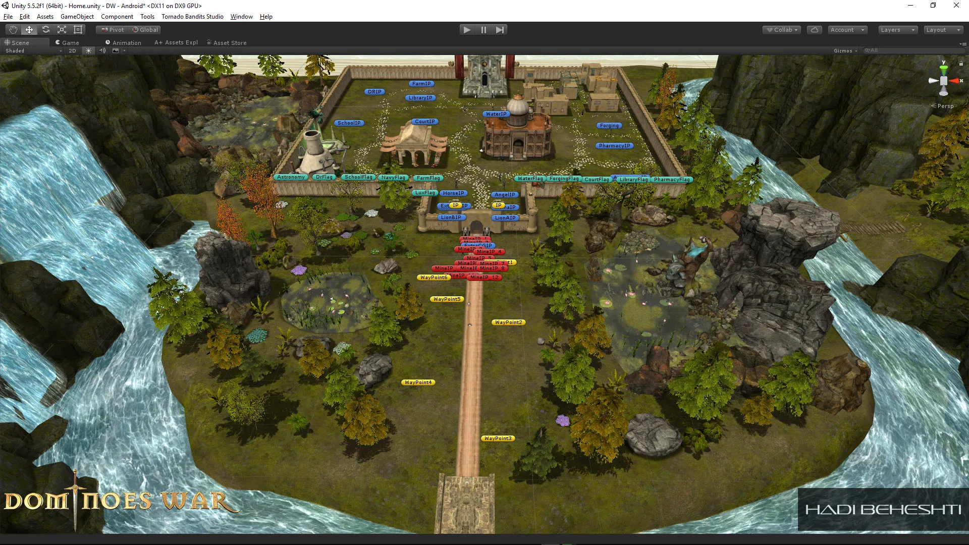Dominoes War environment and building studies in Unity