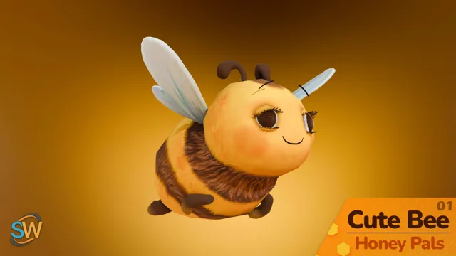 Golden stylized bee in flight