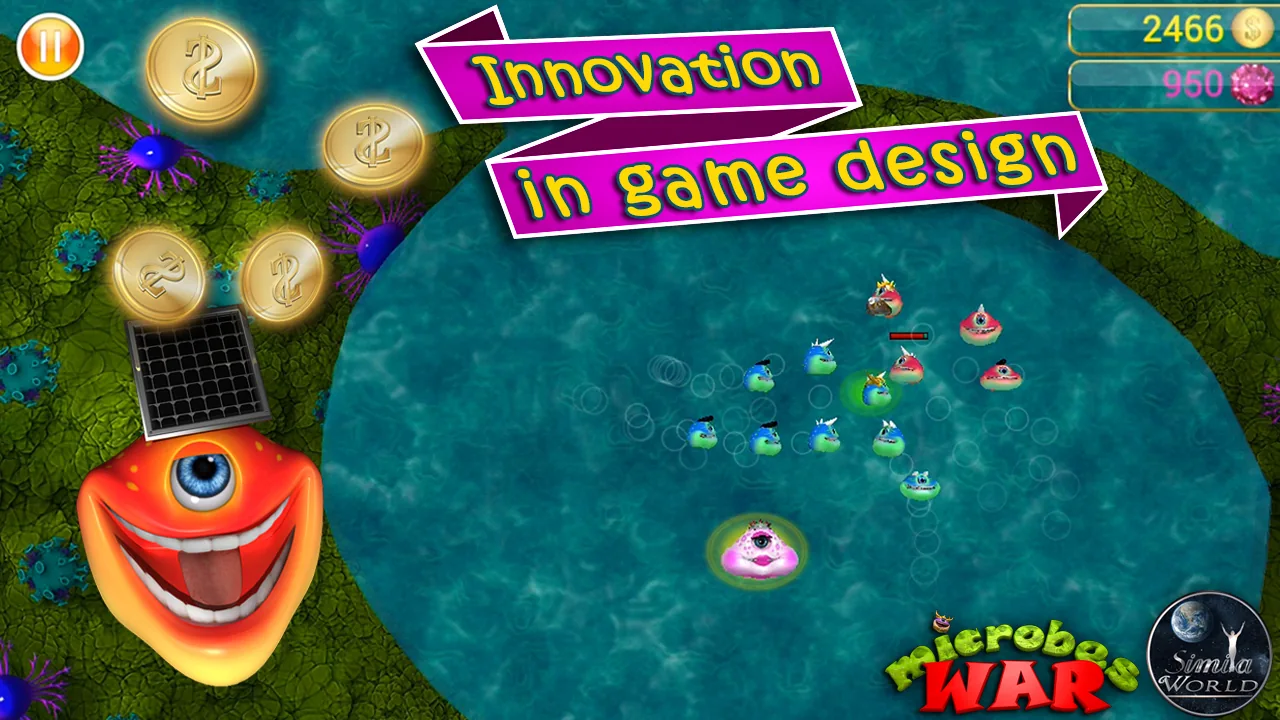 Microbes War gameplay and creature customization