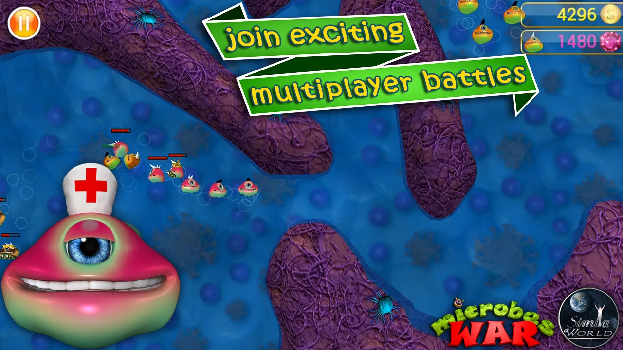 Microbes War gameplay and creature customization