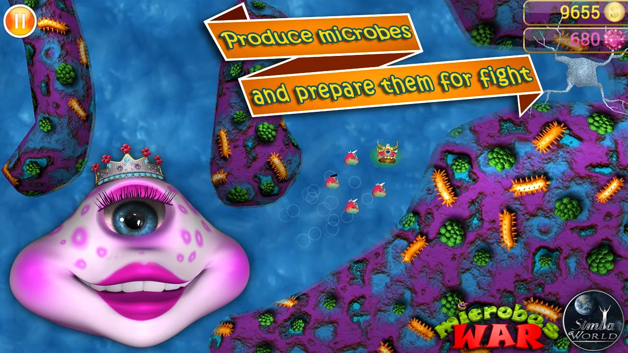 Microbes War gameplay and creature customization