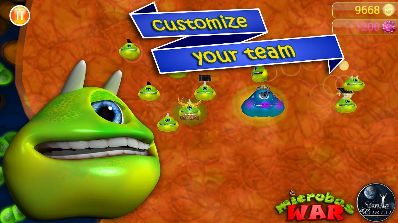 Microbes War gameplay and creature customization