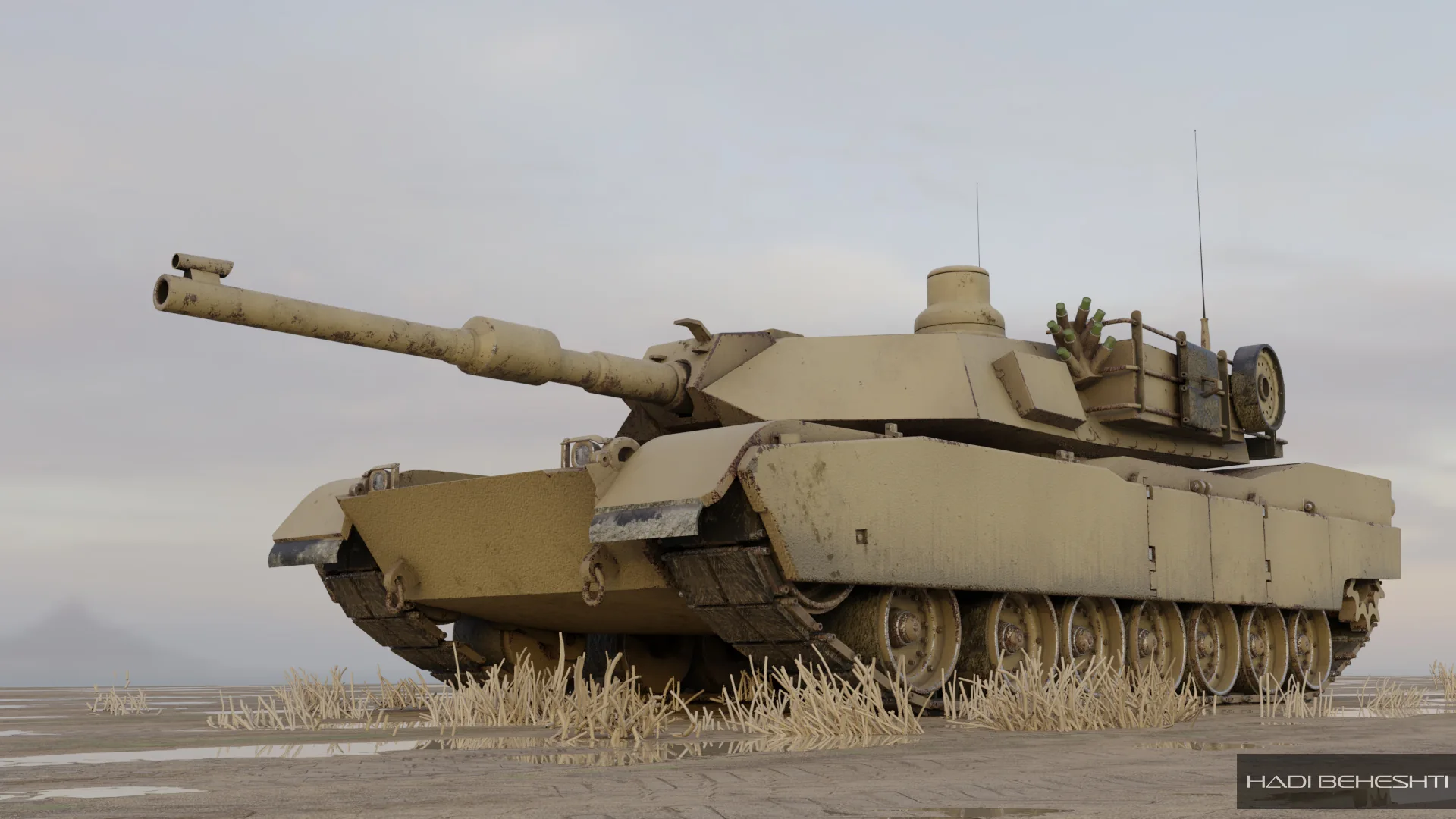 Textured tank in a dry outdoor environment